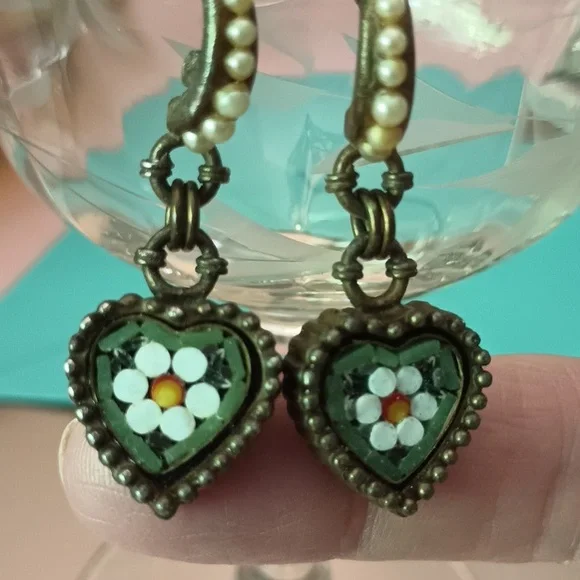 Roxanne Assoulin Vintage Glass  Micro Mosaic Pierced Earrings - Picture 2 of 8